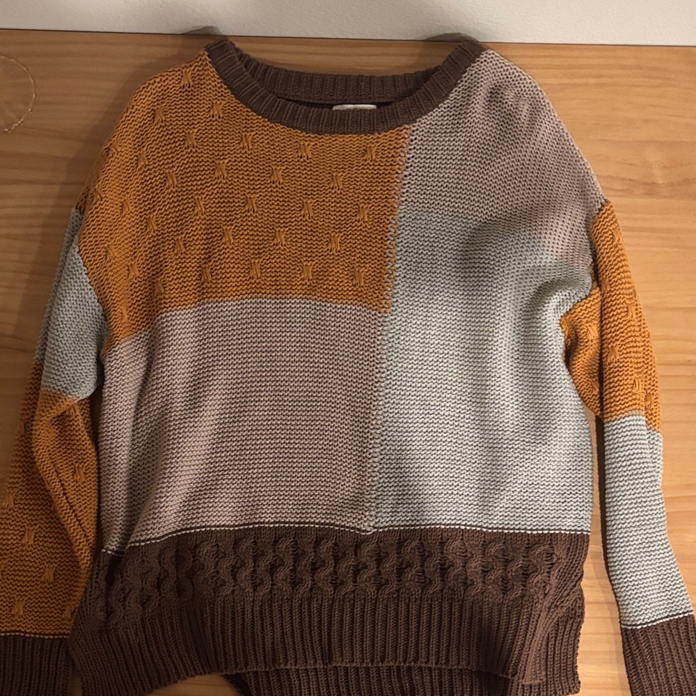 Umgee Multicolor Patchwork Sweater - image 1